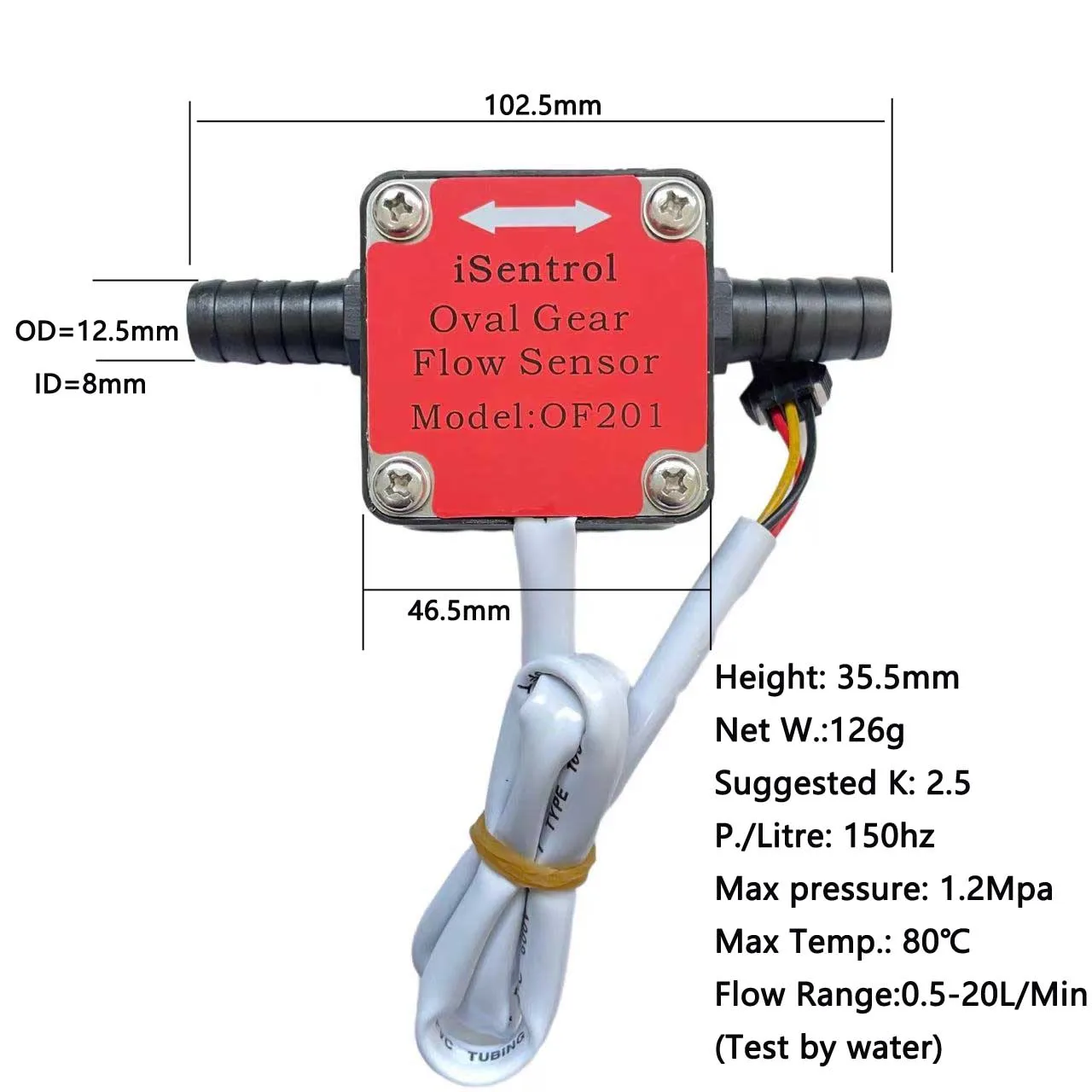 5-24VDC US208M Digital Flow Meter with OF201 0.5-20LPM BSPP 12.5MM Plug Water Flow Sensor To Measure Oil Water