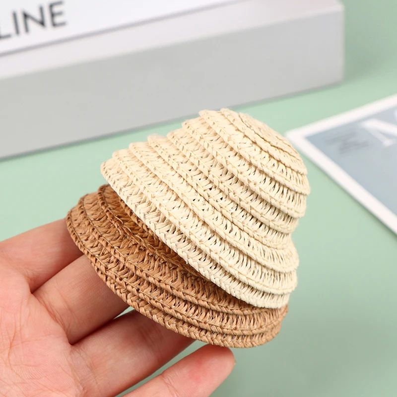 

Miniature Handmade Straw Hat Mini Doll Hat Doll House Ornament Hand Weaved Dollhouse Accessories