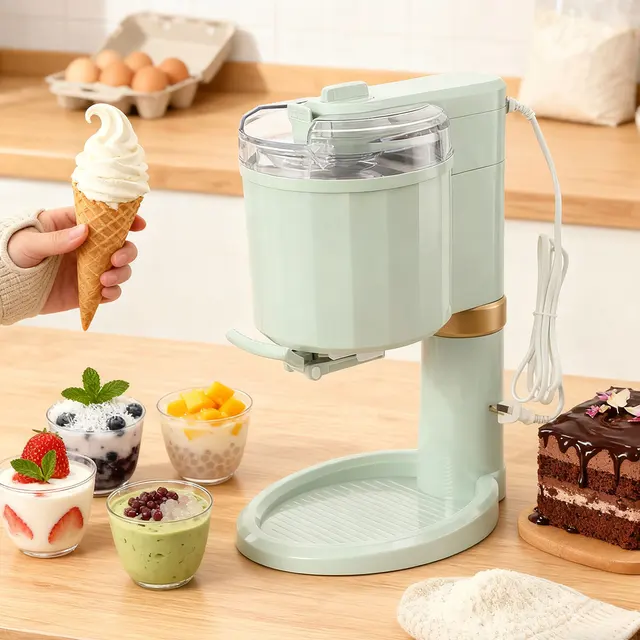 Machine à crème glacée électrique 20W 220V, machine à crème glacée automatique domestique DIY, machine à faire des cornets de crème glacée molle, des smoothies et des sundaes 1