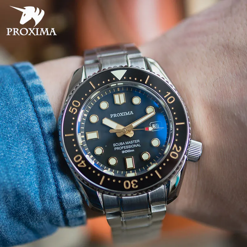 Proxima Dive Mechanical Watch Men Automatic Watches Ceramic Bezel PT5000 Luminous Watches Men Sapphire 30Bar Diver Watch Men