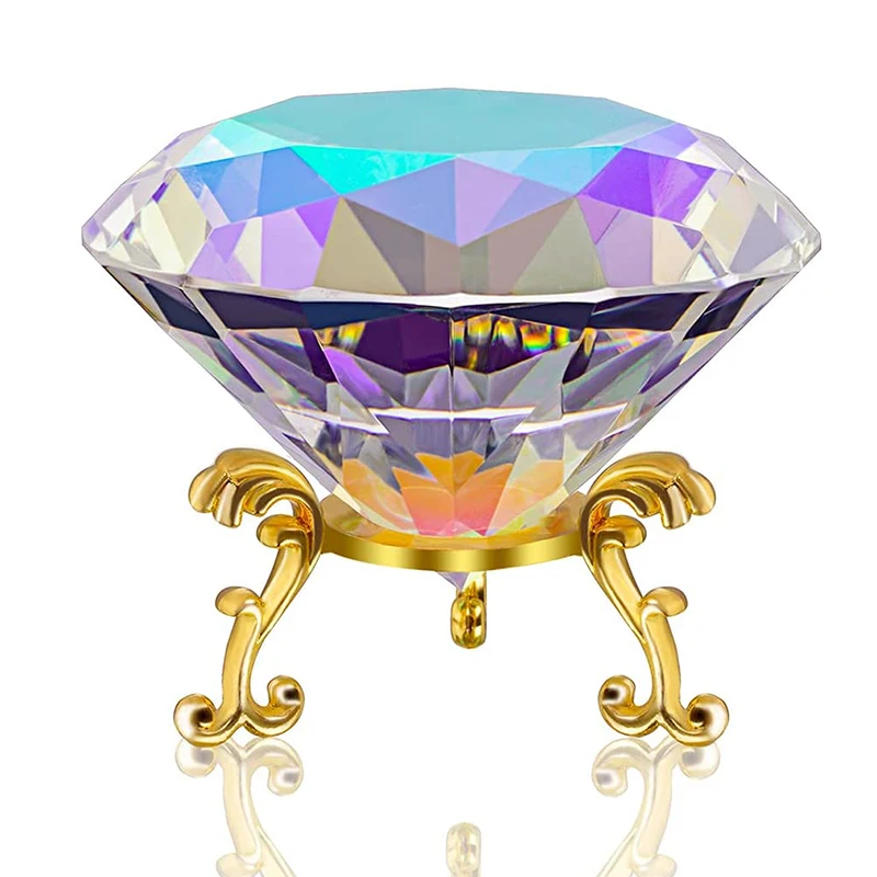 

Romantic Colorful Crystal Diamond Glass Paperweight Decorative Glass Diamonds Party Ornaments Home Decoration Christmas Gifts