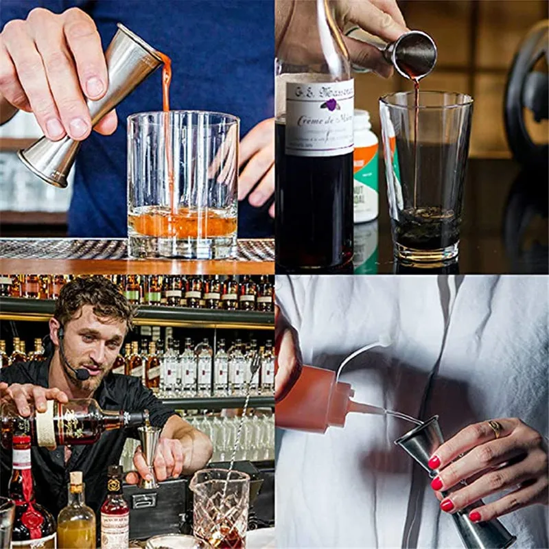 30/60ml Stainless Steel Cocktail Bar Jigger Japanese Double Oz Spirit Measuring Cup Bar Tools Kitchen Party Club Drink Markings