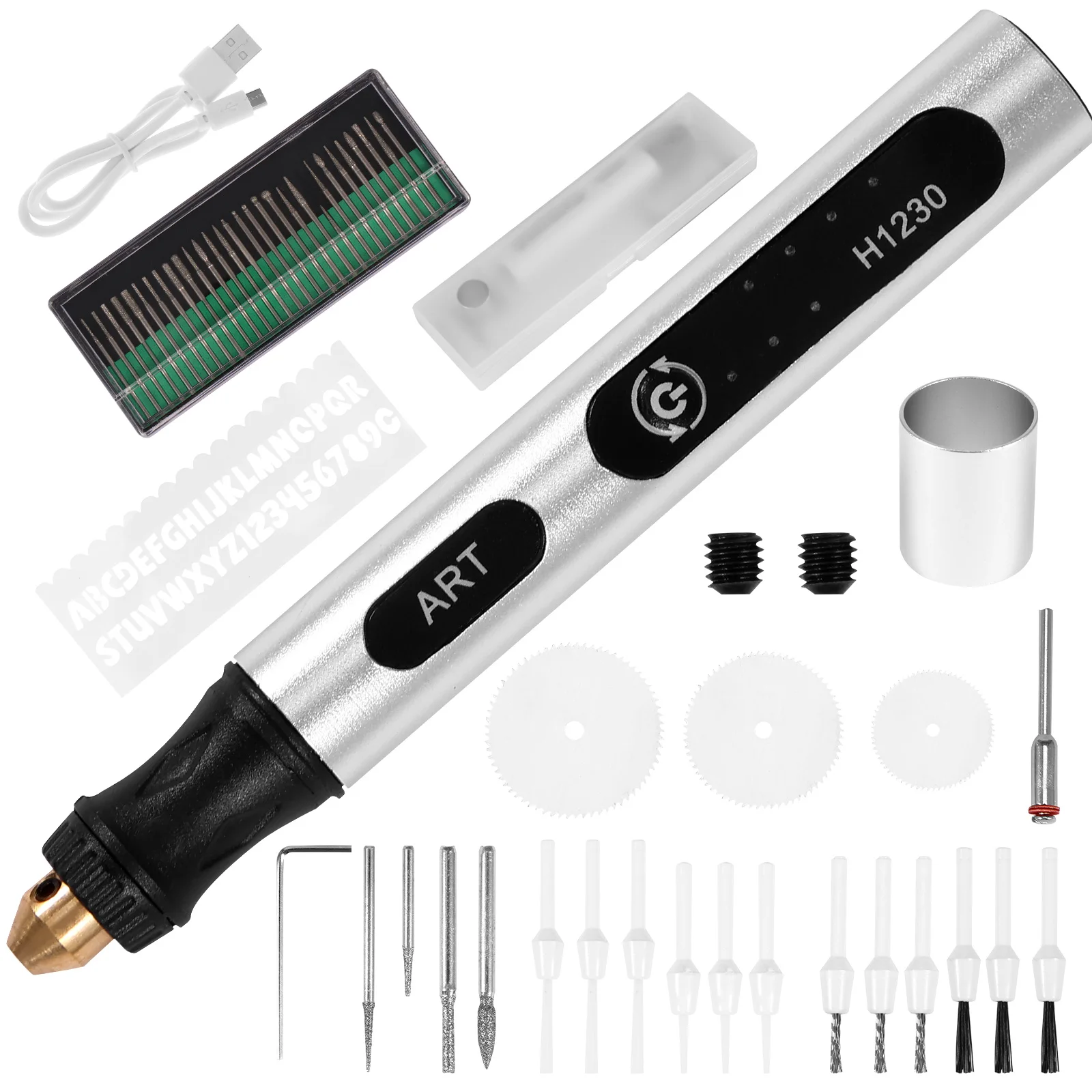 

Cordless Rotary Tool Adjustable Speed Mini Electric Grinder Rechargeable Handheld Engraving Pen with 3 Speed and 300mAh Battery