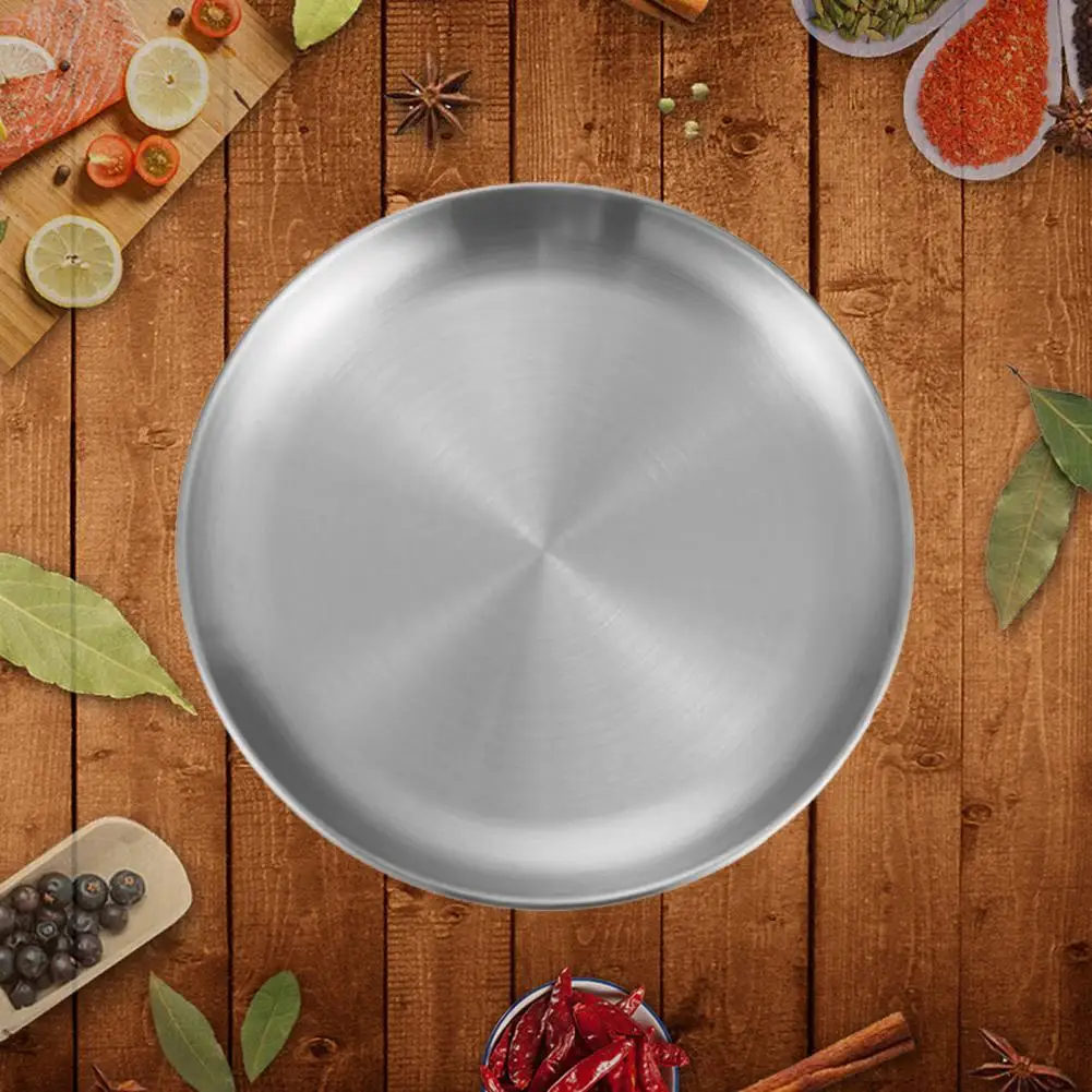 Durable Stainless Steel Dishes Stainless Steel Dinner Plates for Home Kitchen Outdoor Camping Bbq Round Salad for Easy Home