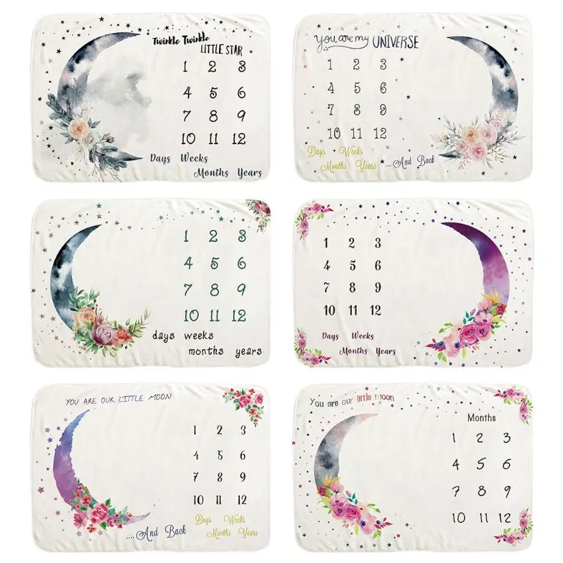 

Infant Monthly Record Growth Milestone Blanket Newborn Photography Props Cloth
