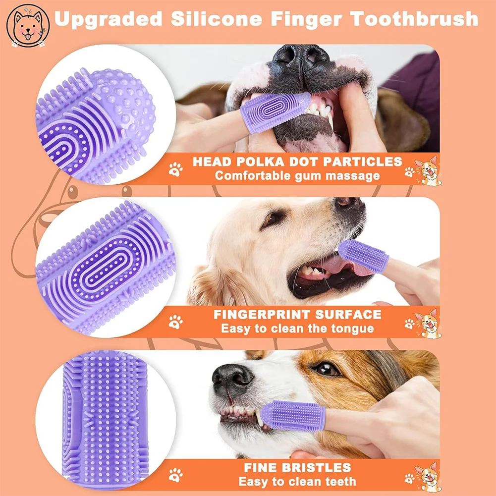 6Pcs Soft Pet Finger Toothbrush Wear Resist Teeth Cleaning Tool Fingertip Toothbrush for Cleaning Pet Bad Breath Accessories
