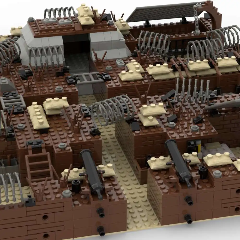MOC building block model ornament, multiple trench combination kits for battlefield defense works, 16x16 hole bottom plate Toys 4