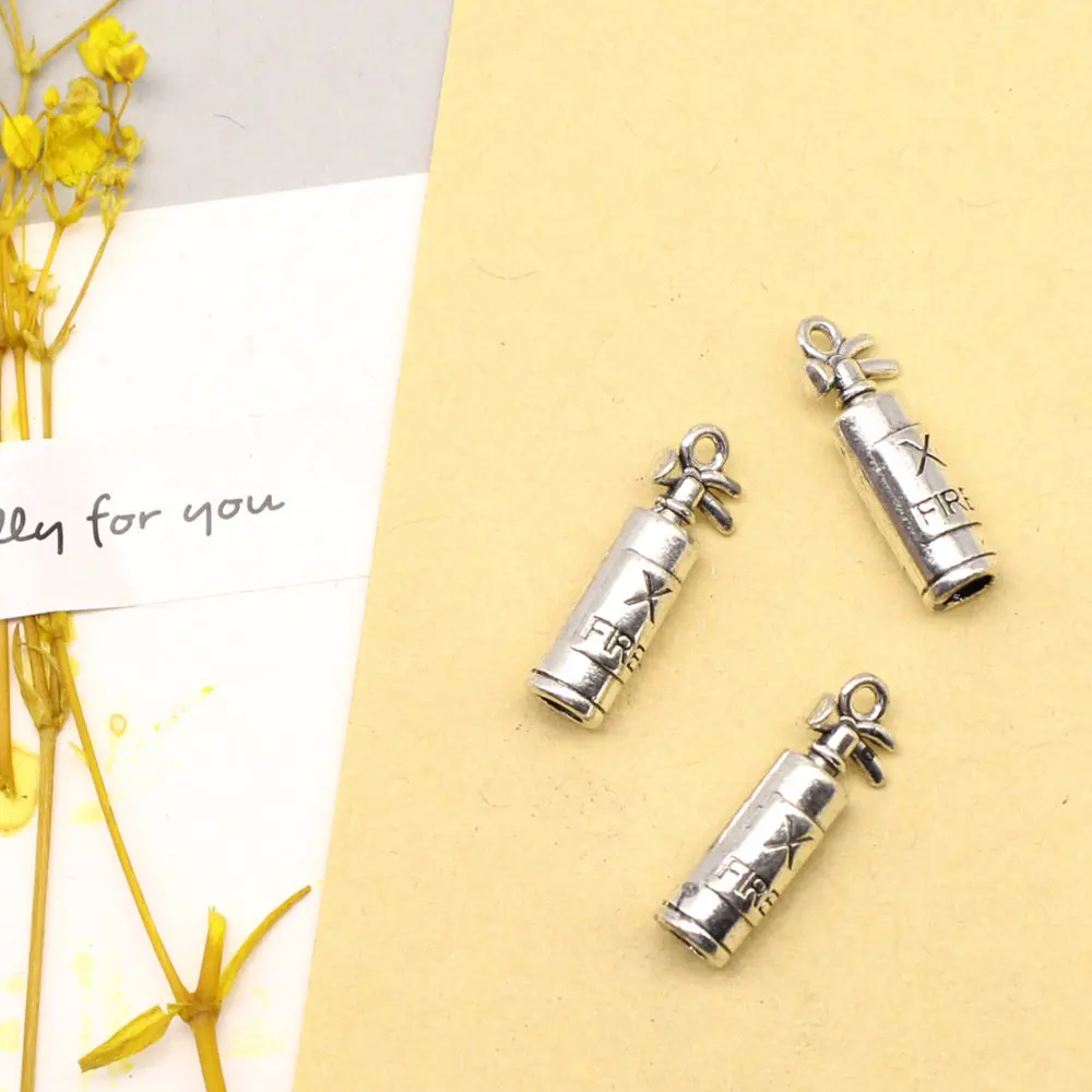 

10pcs 6x22mm Fire Extinguisher Charms Pendants For Jewelry Making Bag Accessories Women Jewelry Antique Silver Color