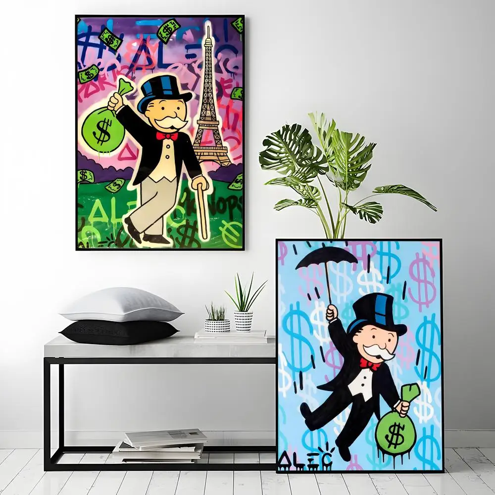 Cartoon Dollar Alec Monopoly Poster - HD Waterproof Self-Adhesive Wall Art, Versatile Decor & Perfect Gift