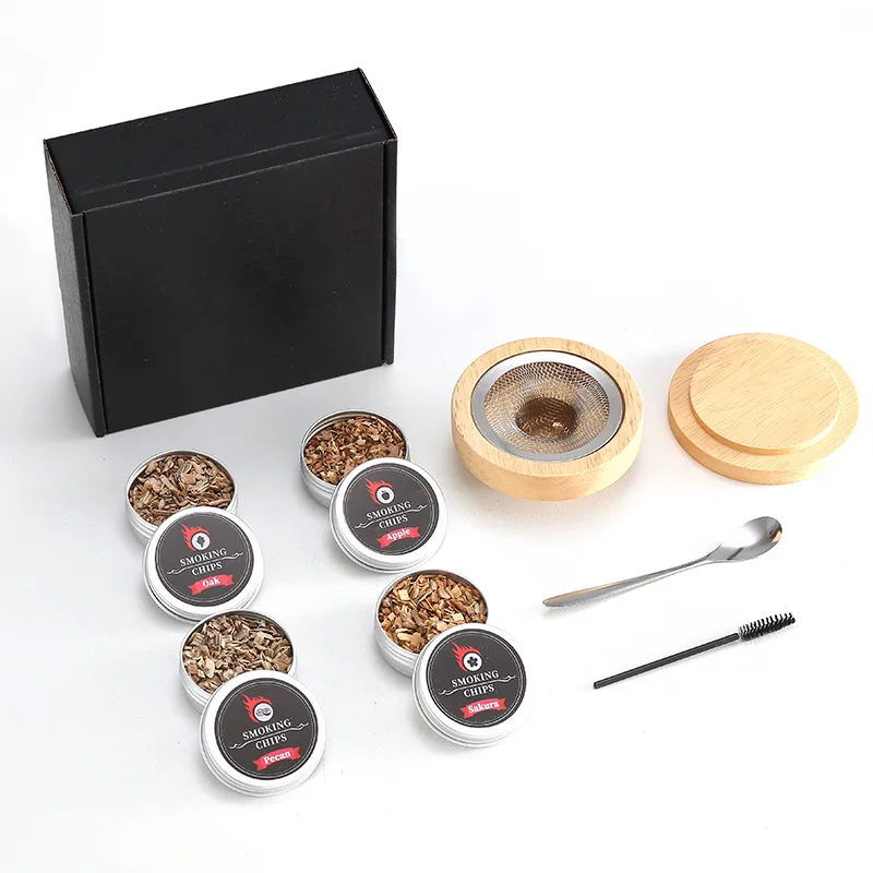 Wooden Cocktail Smoker Set Whiskey Cocktail Wood Chip Flavor Smoker Creative Shaker Kitchen Bar Set Gift cocktail smoker kit cocktail bar tool set
