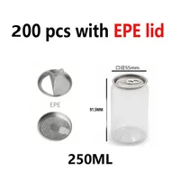 100 pots en plastique PET de qualité alimentaire avec couvercle facile à ouvrir SOT/EPE/FA – Contenant transparent cylindrique de 150 ml et en forme d'ampoule de 210 ml 4