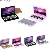 1:12 Scale Mini laptop computer doll house scene Miniature laptop computer simulation doll accessories for Living Room Decor 2