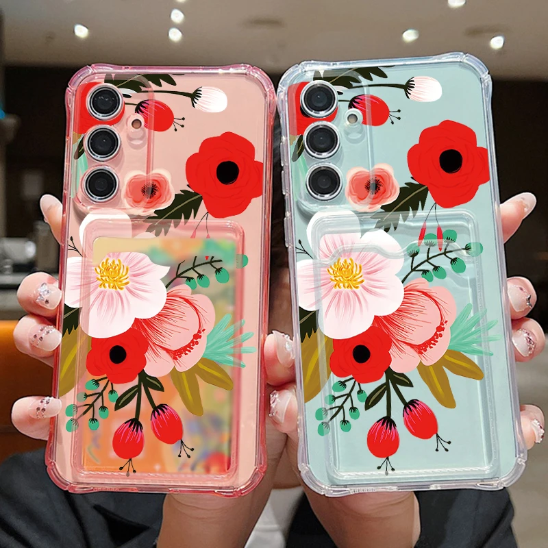 Big Red Flower Card Case