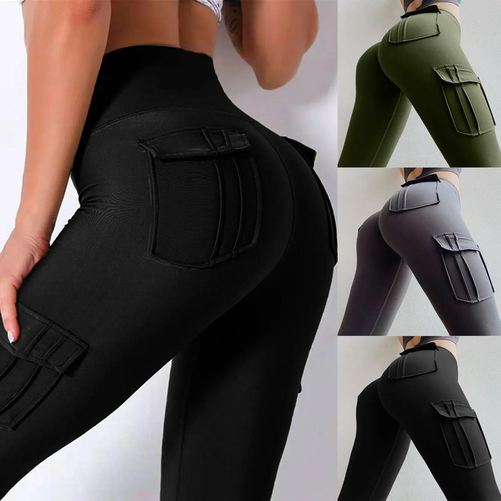 

Women's Riding Pants Pocket Workout Leggings Military Fitness Running High Waist Trouser Elastic Equestrian Breeches Equipments