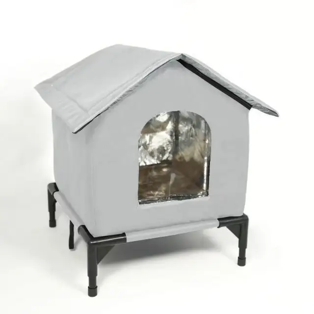 All-Season Waterproof Cat House with Ice Packs & Heating Bags, Foldable Shelter for Indoor & Outdoor Use, Available in 3 Sizes 2