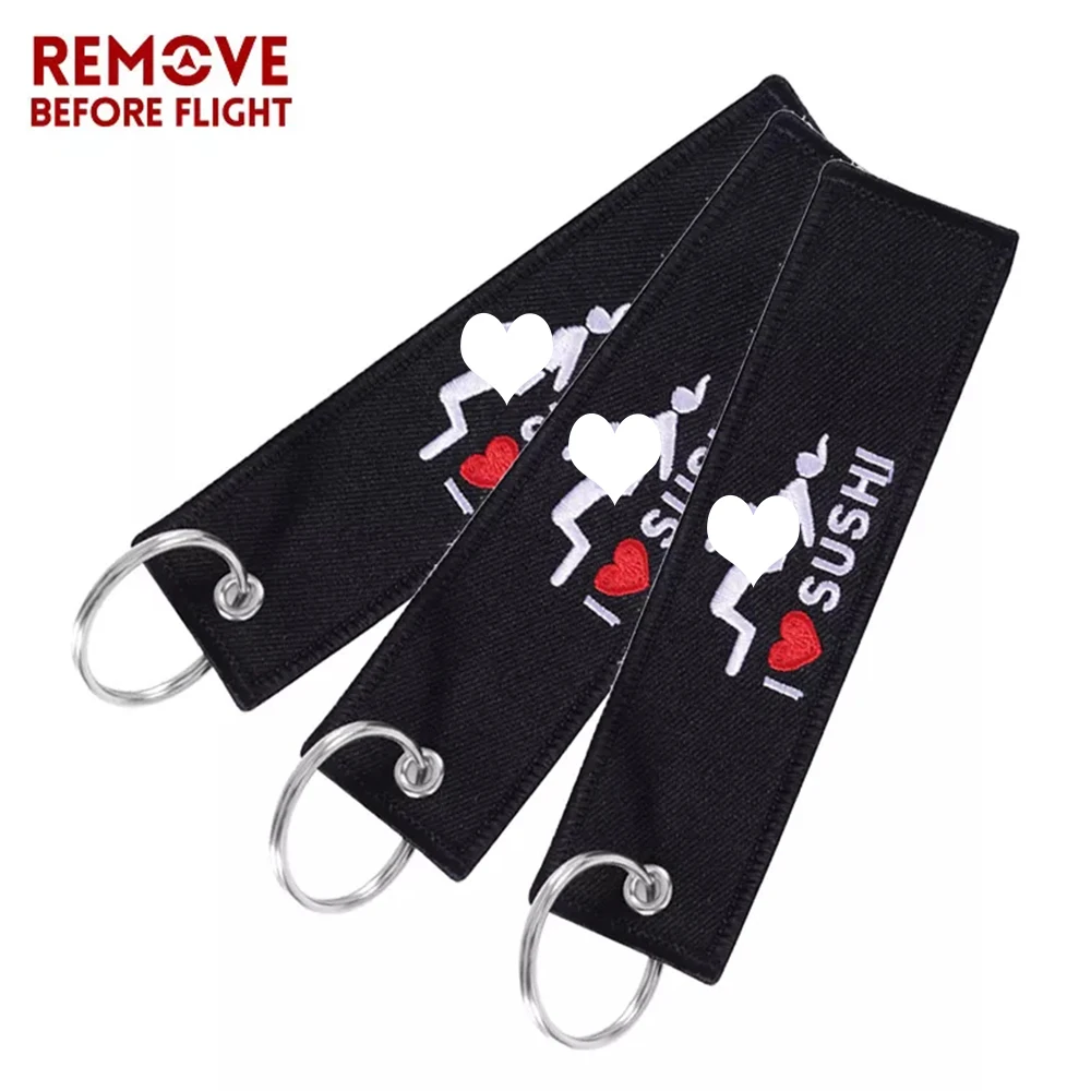 I LOVE SUSHI Keychain 1 PC Embroidery Fashion Key Chains for Motorcycle Keyring 4