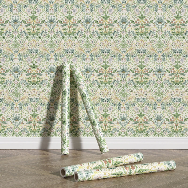 Vintage Fresh Crushed Flower Printed Peel and Stick Wallpaper Self Adhesive PVC Removable Contact Paper Wallcovering Vinyl Decor