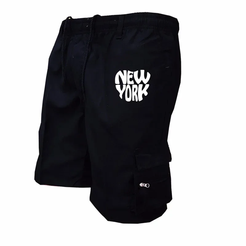

Мужские комбинезоны с принтом Нью-Йорка, велосипедные шорты с эластичным поясом, рабочие шорты с несколькими карманами, уличные шорты-карго, спортивные брюки
