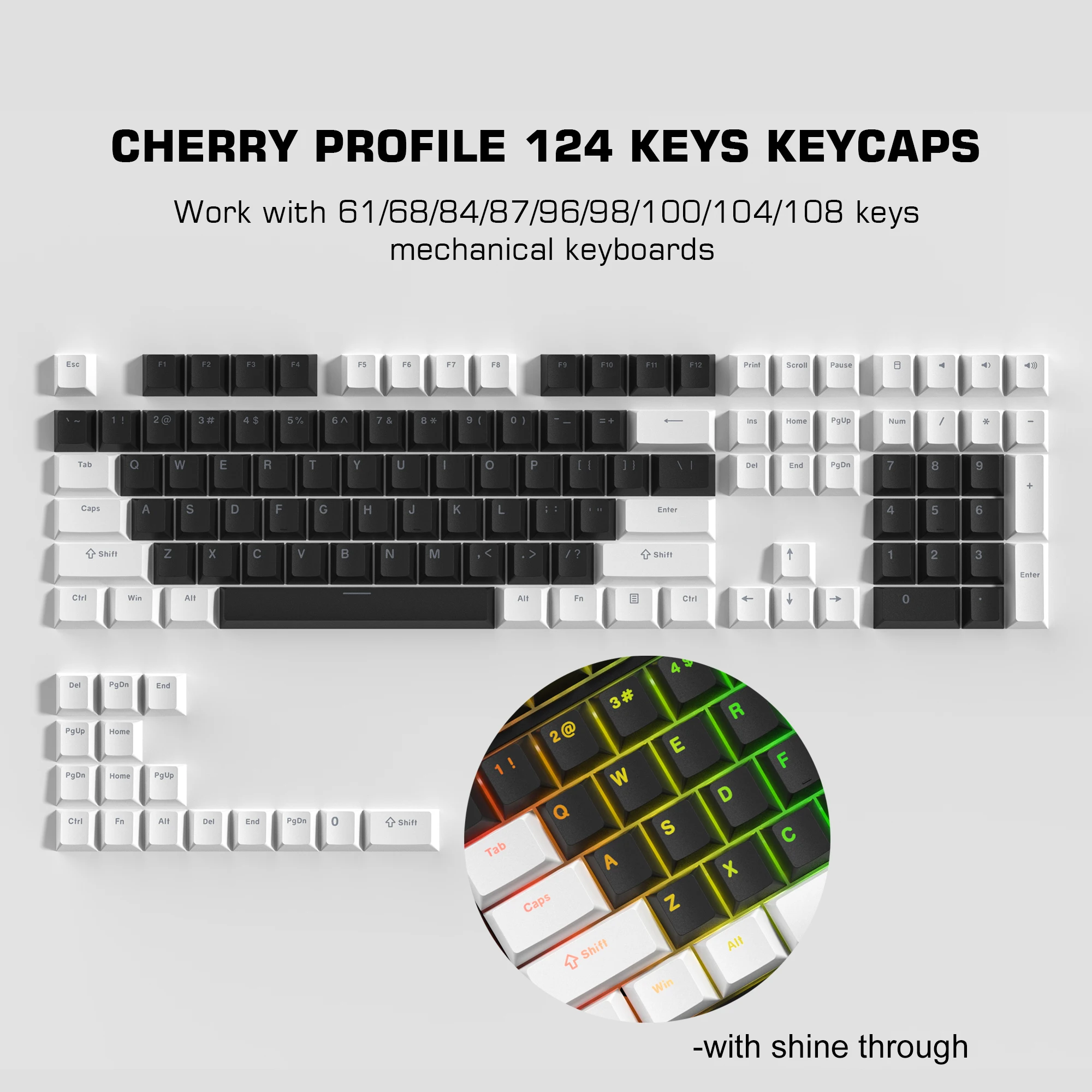 Comprar Teclas PBT de doble disparo, 134 teclas Sakura, teclas  personalizadas, tinte, subiluminación lateral, retroiluminación, teclas  para teclado mecánico MX Switch