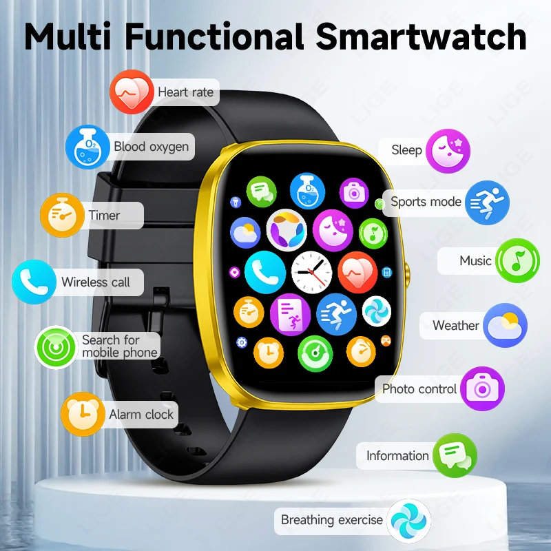 LIGE Smart Watch Women 1.53”HD Full Touch Screen Heart Rate Bracelet Sport Fitness Tracker Men Smartwatch For Android IOS New