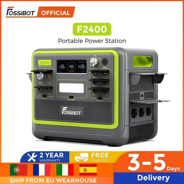 FOSSiBOT-Centrale électrique portable F2400, générateur solaire, 16 ports  de sortie, batterie veFePO4, 640000 W, 2400W Patricia, 2048Wh, 4600 mAh -  AliExpress