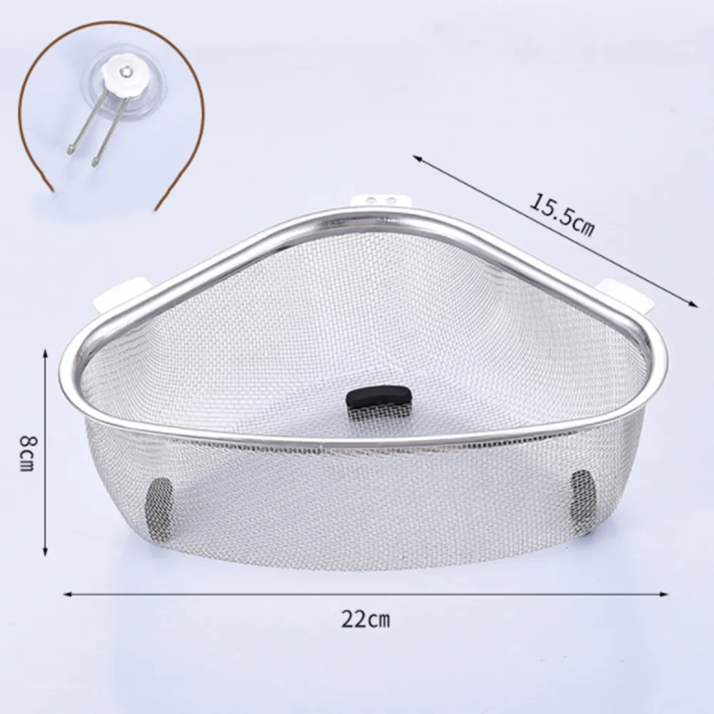 

Drain Basket Kitchen Sink Stainless Steel Triangle Food Vegetables Peel Egg Filter Storage Organizer Shelf Rack Drainier