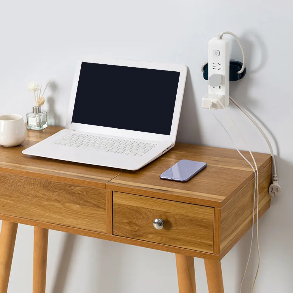 2개입 전원 스트립 고정기 플라스틱 자가 접착 소켓 홀더 벽걸이형 무타공 케이블 정리기 코드 홀더 연장선