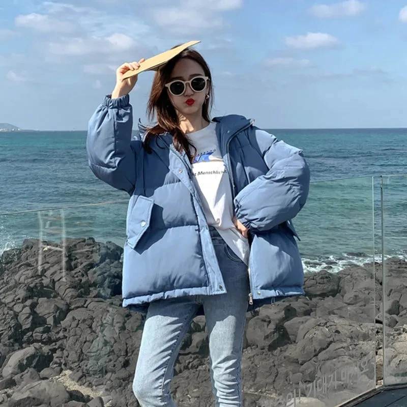 2023Short Winter Jacket Women Warm Hooded Down Cotton Jacket Parkas Female Casual Loose Outwear Korean Cotton-padded Winter Coat