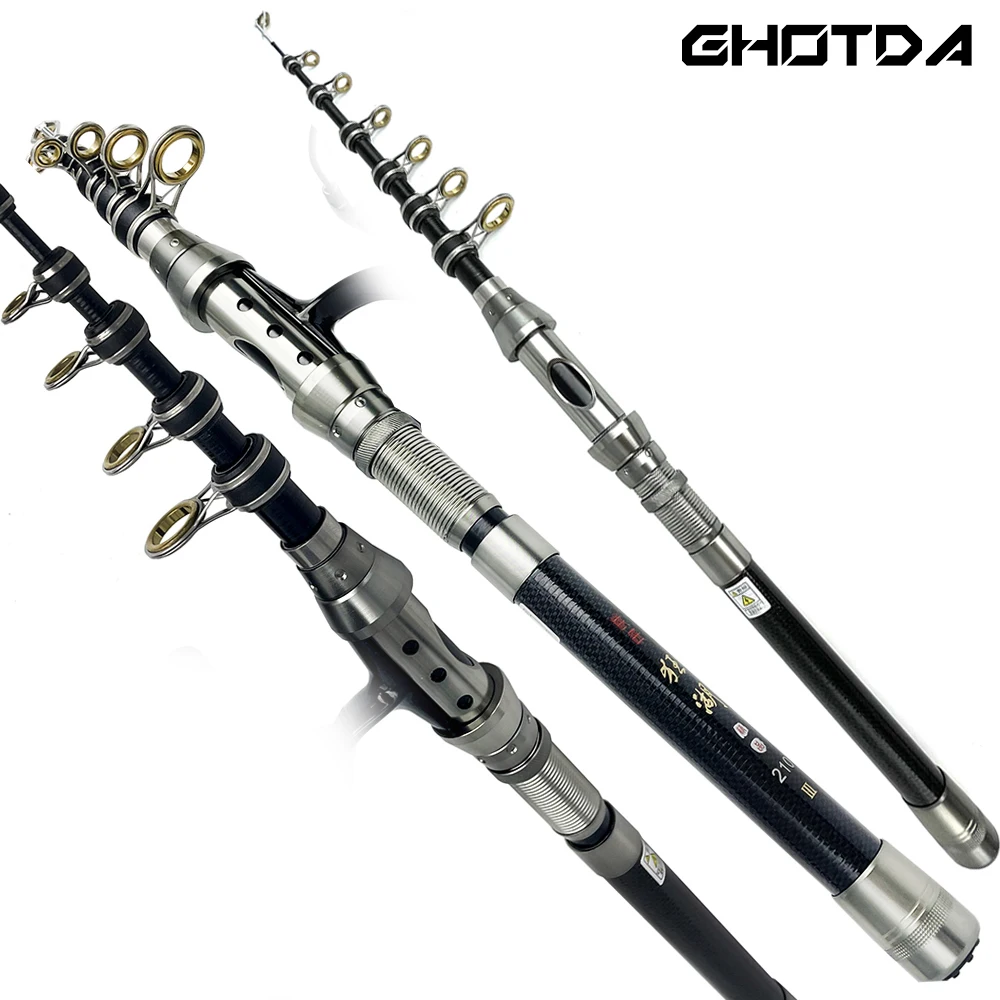 Sea Bass Rod 1.5M2.4M Surf Fishing Rod Carbon+Alloy Telescopic Rod