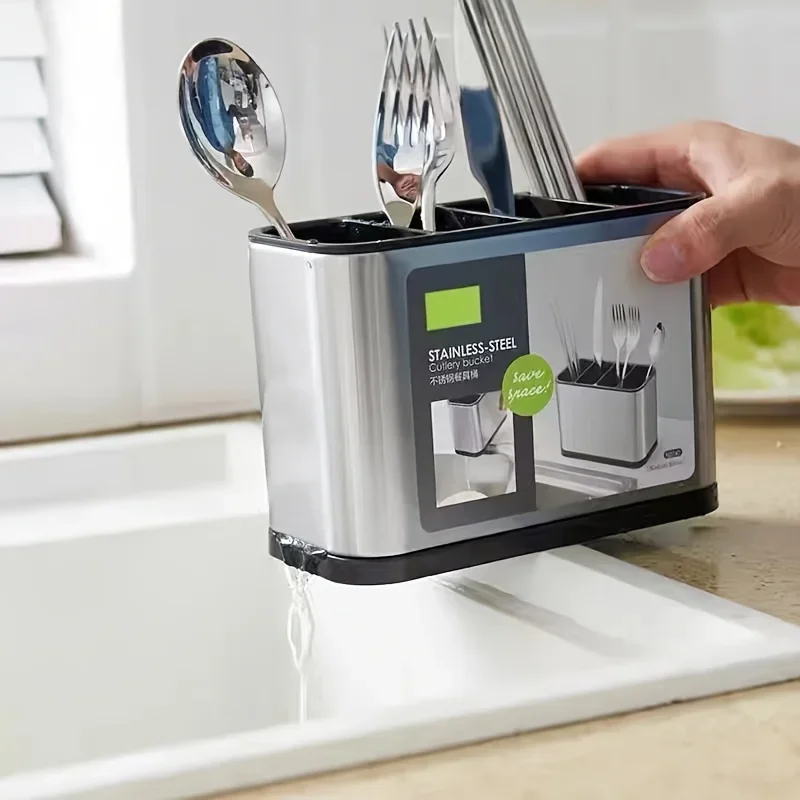 Kitchen Cutlery Organizer Knife Stand Plastic Drain Storage Holder Spoon Fork Chopstick Kitchenware Cooking Tool Tray Shelf Box 2