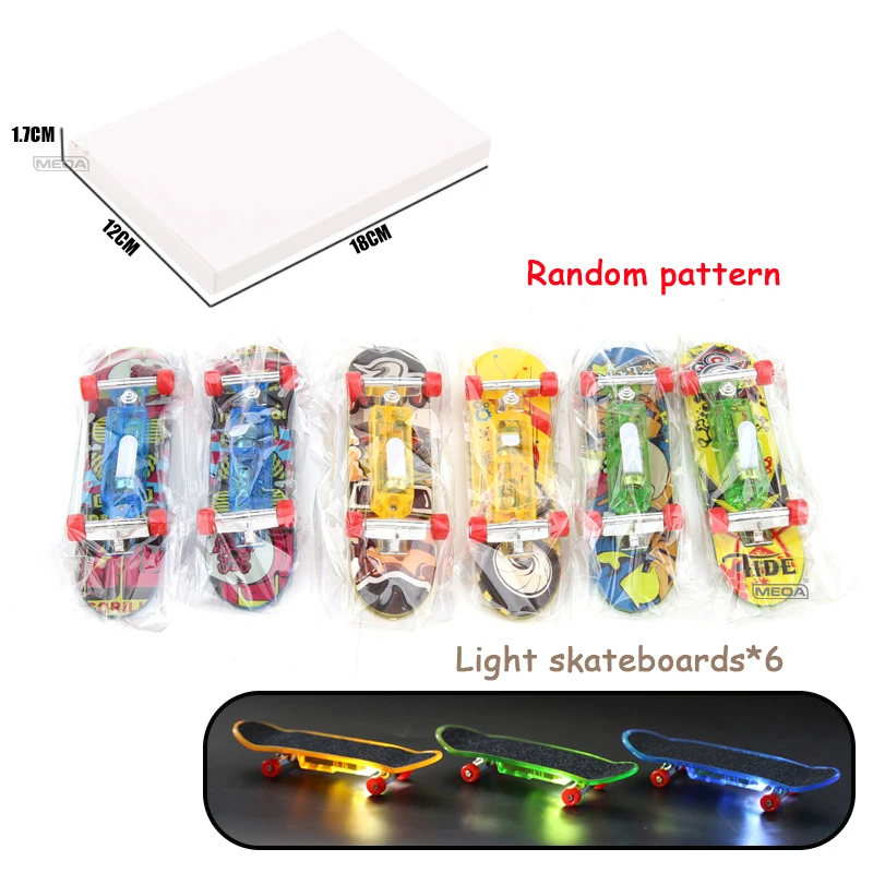 לוח אצבע עם פלטה כפולה ומנורה, גשר מתכתי מואר, סקייטבורד מיני בצבע אקראי עם משטח מטופח, מתנה