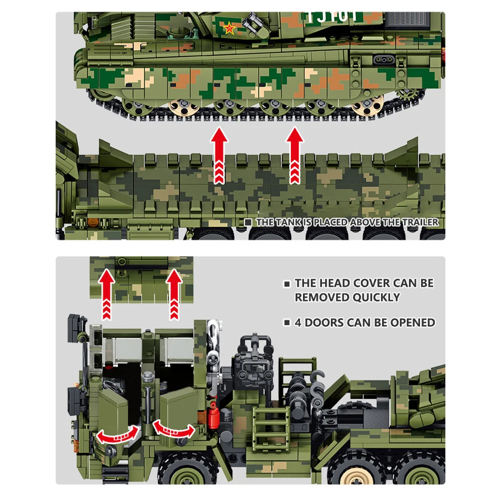 Panzertransportfahrzeug, Modell, Schlachtfeld, Mobilitätsserie, 2784-teiliges Baustein-Montagemodell, Spielzeug für Jungen und Kinder, Spielzeugset – Detail 5