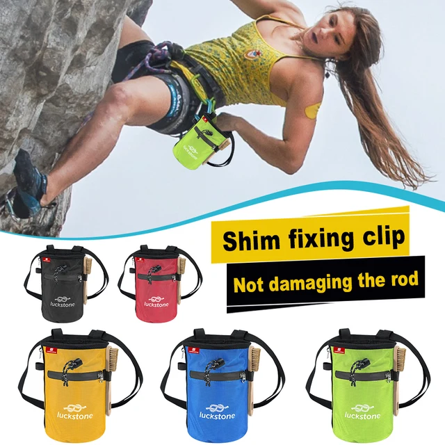 Climb On Chalk Bag For Rock Climbing - Includes Carabiner, Belt & Zippered Pockets