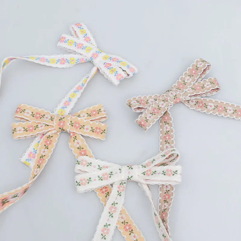 자수 작은 꽃무늬 우븐 모자 활, 수제 DIY 우븐 재료, 우븐 액세서리, 리본 선물 장식, 2 개
