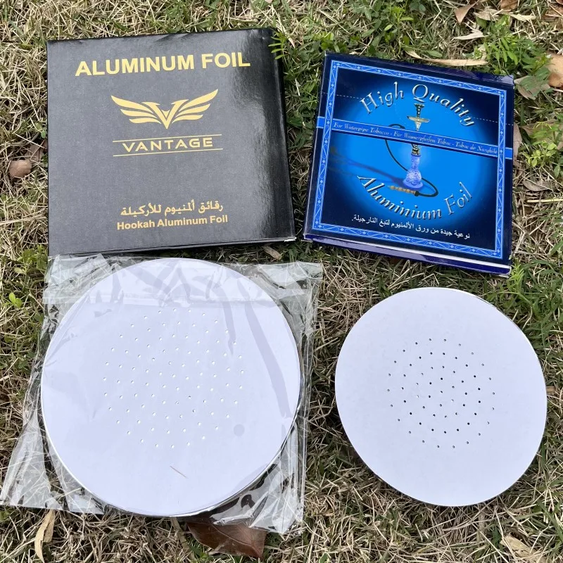 50pcs/pack Arab Hookah Tinfoil with Hole 14cm/12cm Circular Shisha Perforated Tin Foil for Hookah Bowls Nargile Accessories 5