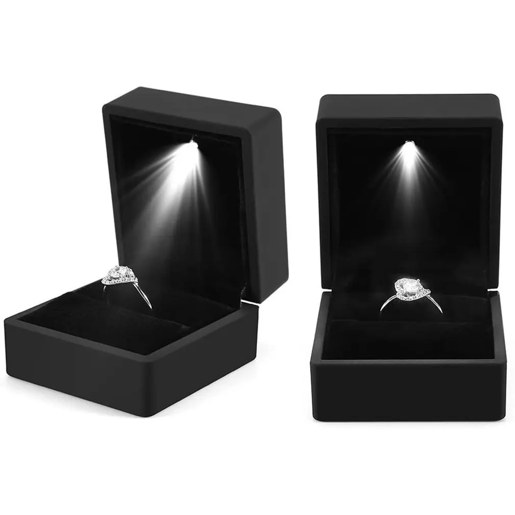 2023RingBoxWithLEDLightJewelryDiamondRingBoxStorageWedding