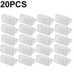 Universal Silicone Dustproof USB - A Charger Port Cover Cap (20Pcs White)