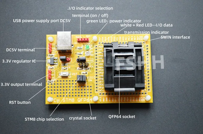 IC ׽Ʈ STM8 QFP64 ھ  STM8A STM8S STM8L, ٿε Ʈ ׽Ʈ  α׷  TQFP64 LQFP64 0.5mm ġ