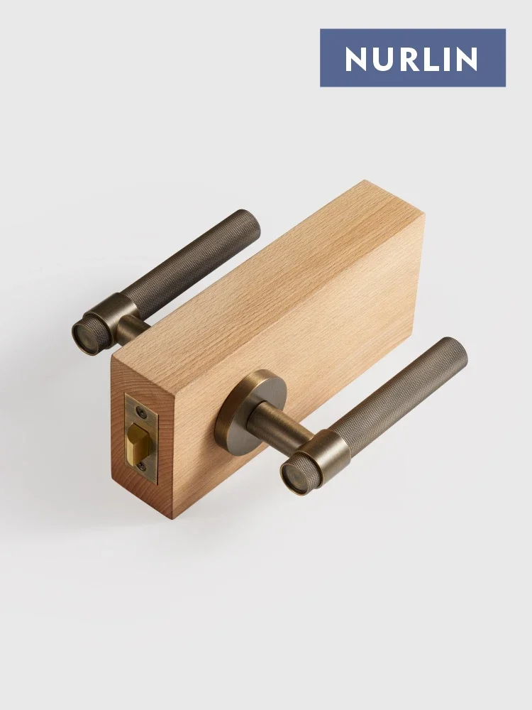 Nurlin Brass Knurled Interior Mortise Lock Dummy Passage Privacy European North American Structure Matte Gold Antique Brass