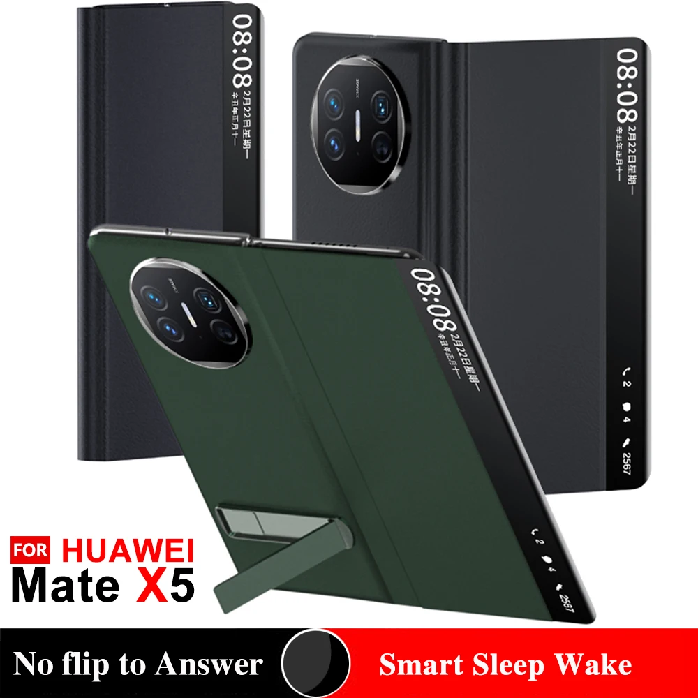 

Флип-чехол из натуральной кожи для Huawei Mate X5 оригинальный зеркальный умный сенсорный экран Пробуждение спящий режим Защита Чехол-подставка для MateX5
