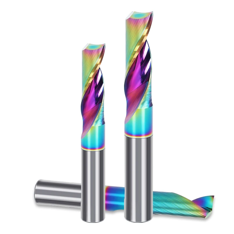 1 Stück AAAAA Einzahniger Hartmetall-Spiralfräser 3,175, 4, 5, 6 mm Aluminiumfräser Gravur Holzbearbeitung Acryl DLC-Beschichtung