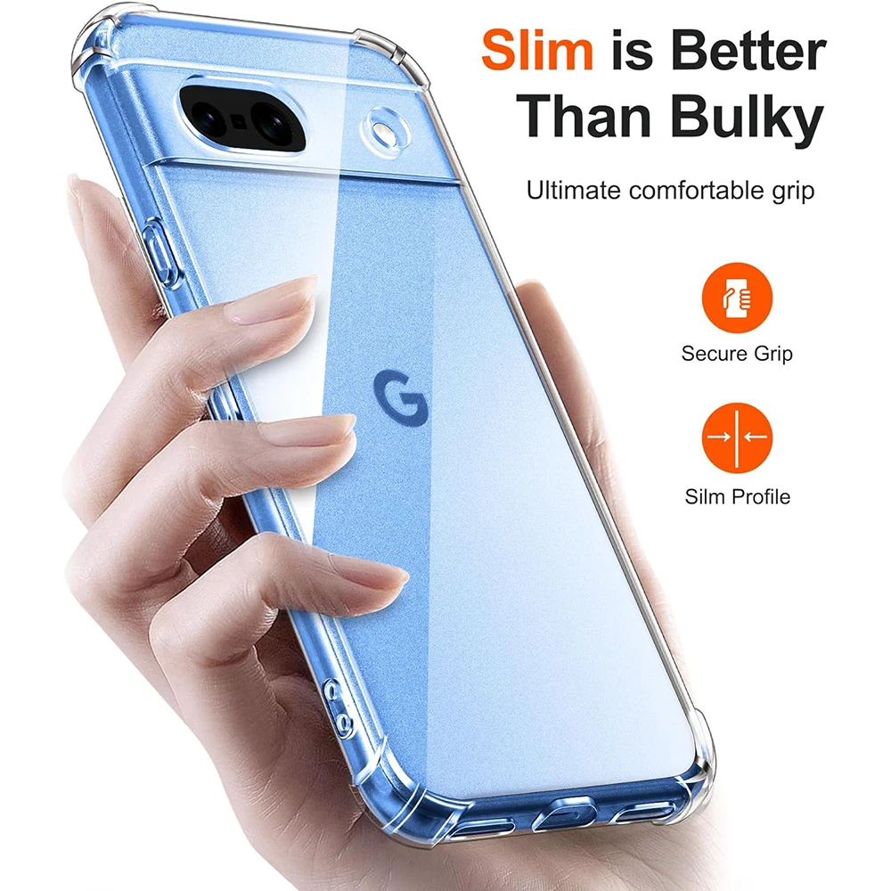 Klare, stoßfeste Handyhülle für Google Pixel 6, 6A, 7, 7A, 8, 8A, 9, 9A, 10 Pro, XL, transparente Silikon-TPU-Abdeckung – Detail 4