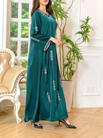 Plus-size Women's Minimalist Elegant Solid-color Square-neck Printed Straight-fit Long-sleeve Maxi Dress - Image 3