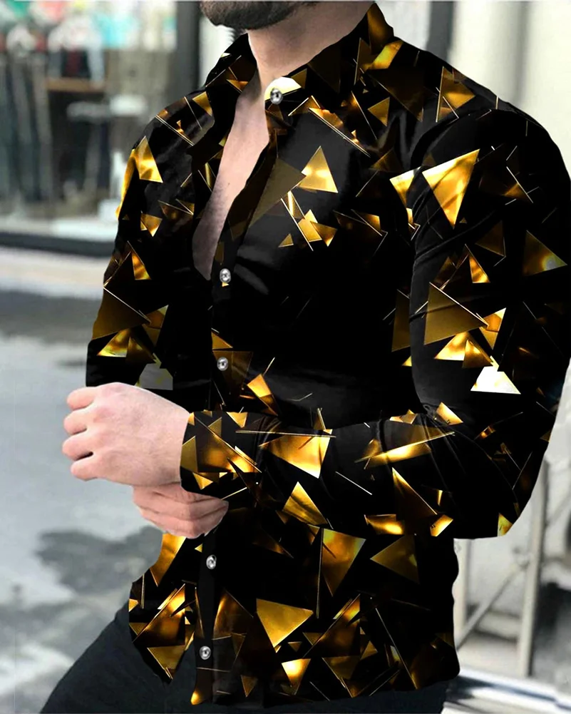 2023 New Men's Cool Pattern Printed Handsome Long Sleeve