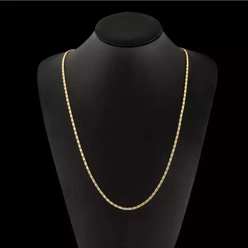 18k Gold Necklace 16 18 20 22 24 26 28 Side Chain Men Jewelry 925 Silver