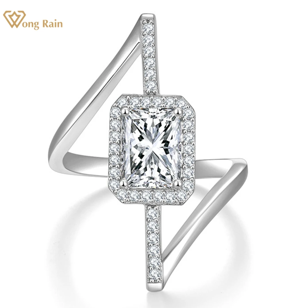 

Wong Rain 925 Sterling Silver 3EX VVS1 Radiant Cut 2CT Real Moissanite Diamonds Ring for Women Fashion Wedding Jewelry Gifts