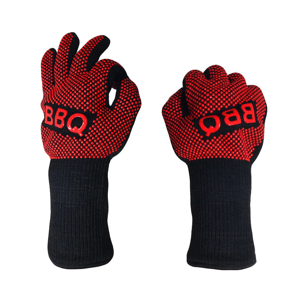 

BBQ Gloves Silicone Heat-Resistant Glove Kitchen Microwave Oven Mitts 500 800 Degree Fireproof And Non-Slip Barbecue Gloves