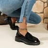 2024 Spring and Autumn Hot Selling Women's Shoes Fashionable Round Toe Solid Color Glossy Slip-on Low Heel Women's Loafers 3