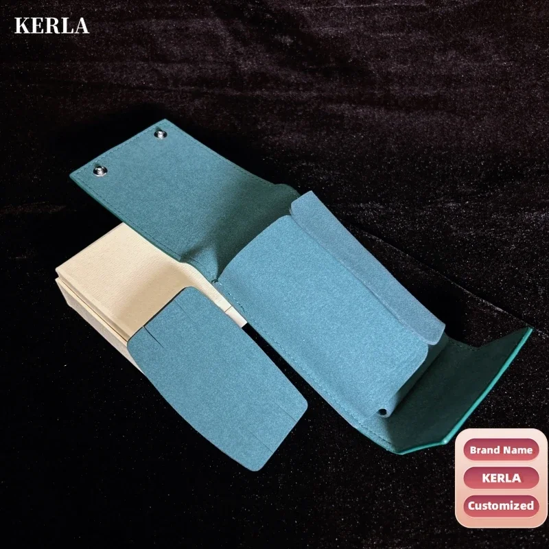 KERLA High Quality Green Wooden Watch Box Elegant Leather Case with Storage Microfiber Pillow with Case Package Bag