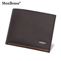 Premium Black Real Cowhide Leather Men's Wallet - Elegant Short Design with Coin Pouch (Brown)